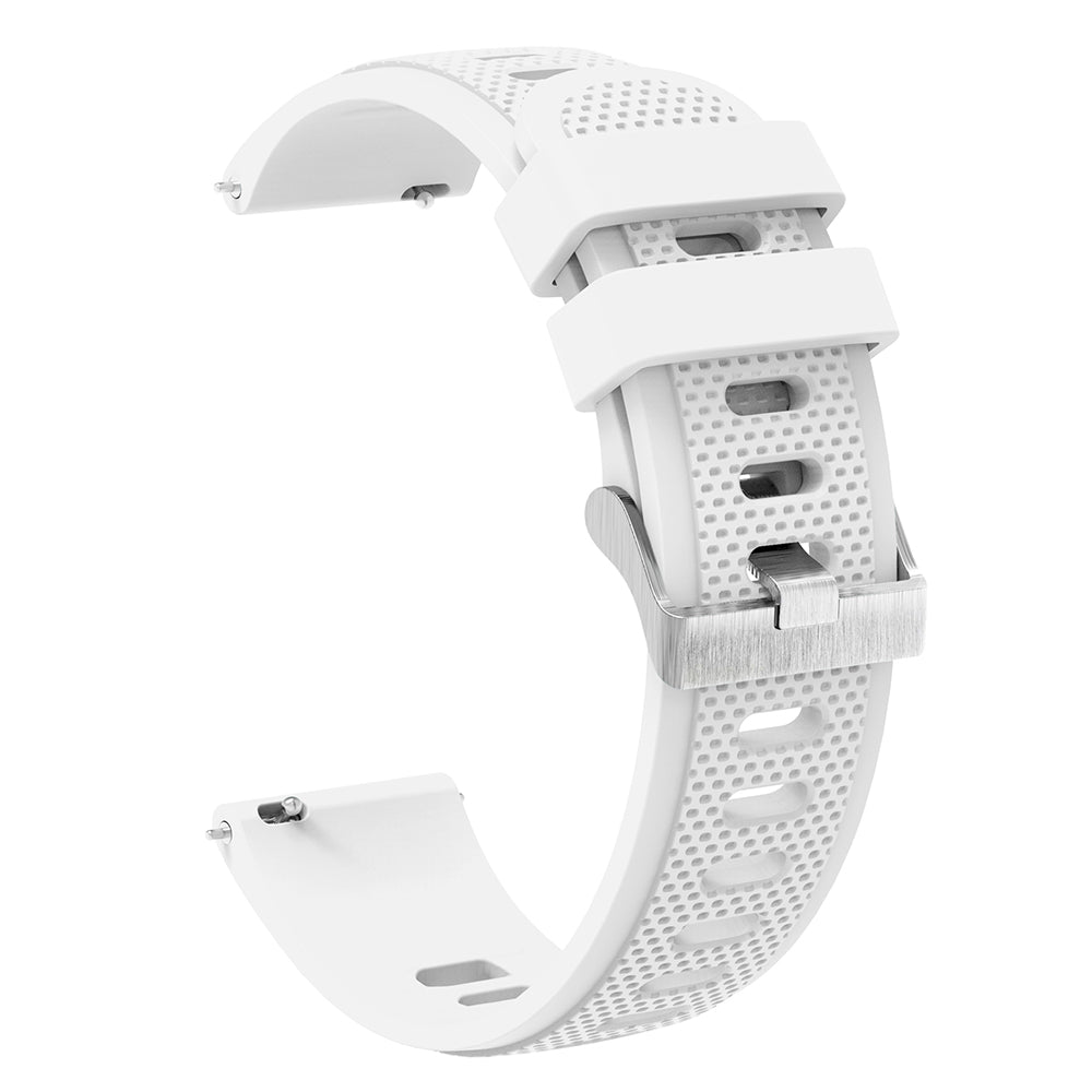Silicone Watch Band for Garmin Forerunner 645 / Samsung Galaxy Watch3 41mm , 20mm Textured Strap with Silver Buckle