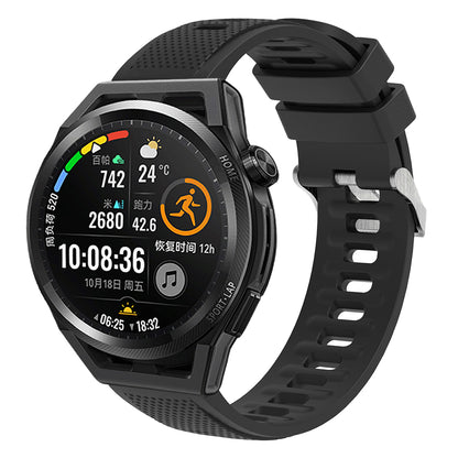 Silicone Watch Band for Garmin Forerunner 645 / Samsung Galaxy Watch3 41mm , 20mm Textured Strap with Silver Buckle