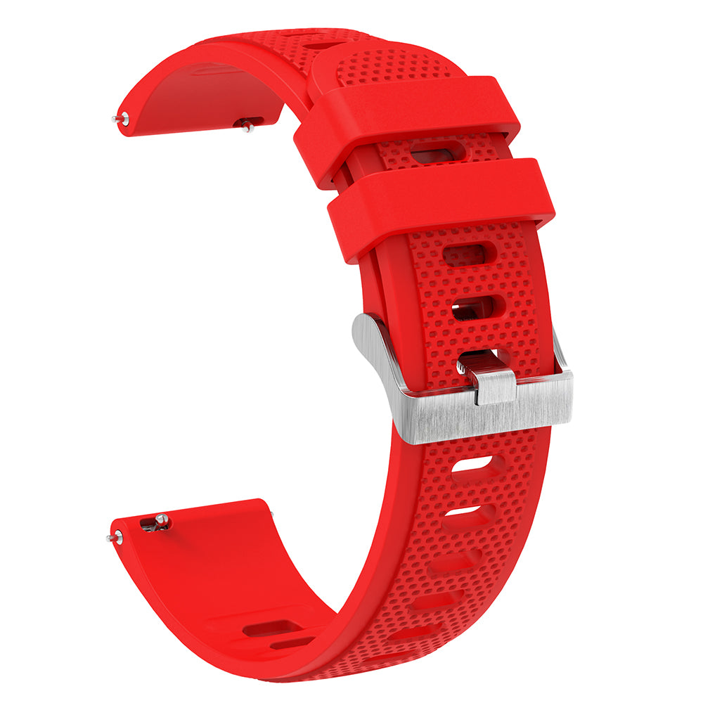 Silicone Watch Band for Garmin Forerunner 645 / Samsung Galaxy Watch3 41mm , 20mm Textured Strap with Silver Buckle