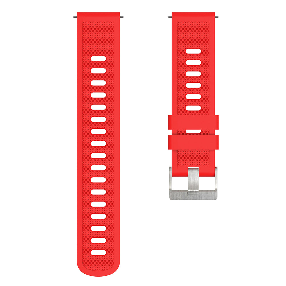 Silicone Watch Band for Garmin Forerunner 645 / Samsung Galaxy Watch3 41mm , 20mm Textured Strap with Silver Buckle