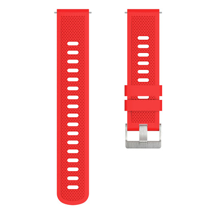 Silicone Watch Band for Garmin Forerunner 645 / Samsung Galaxy Watch3 41mm , 20mm Textured Strap with Silver Buckle