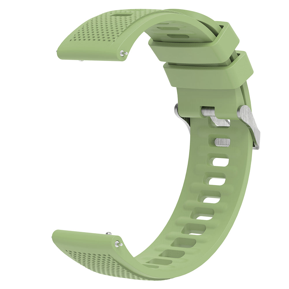 Silicone Watch Band for Garmin Forerunner 645 / Samsung Galaxy Watch3 41mm , 20mm Textured Strap with Silver Buckle