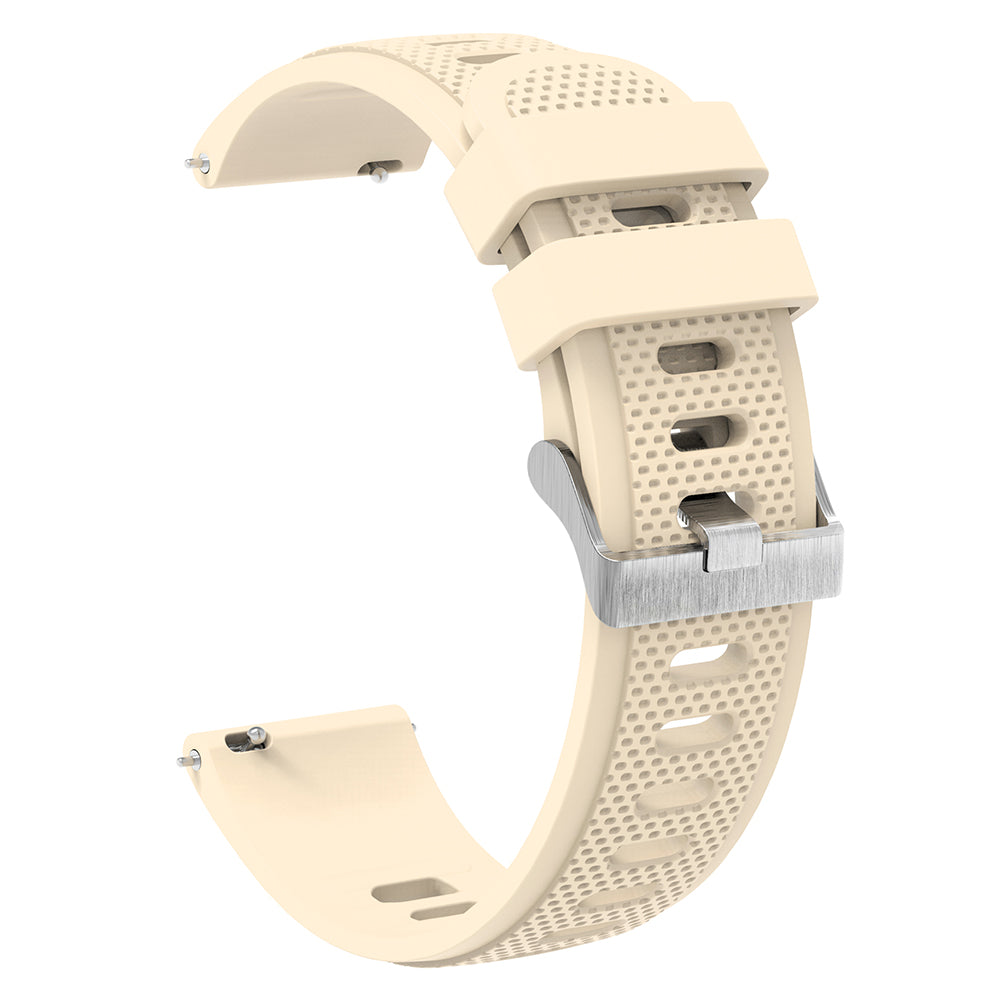 Silicone Watch Band for Garmin Forerunner 645 / Samsung Galaxy Watch3 41mm , 20mm Textured Strap with Silver Buckle