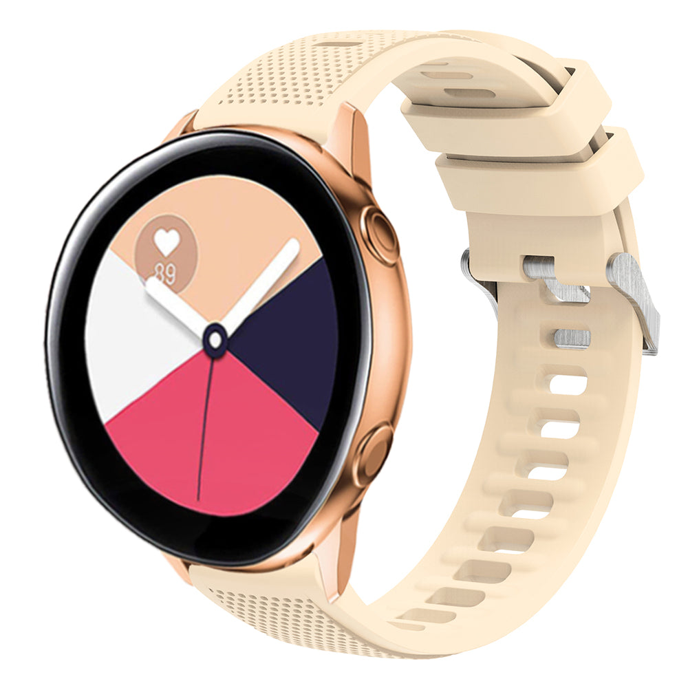 Silicone Watch Band for Garmin Forerunner 645 / Samsung Galaxy Watch3 41mm , 20mm Textured Strap with Silver Buckle