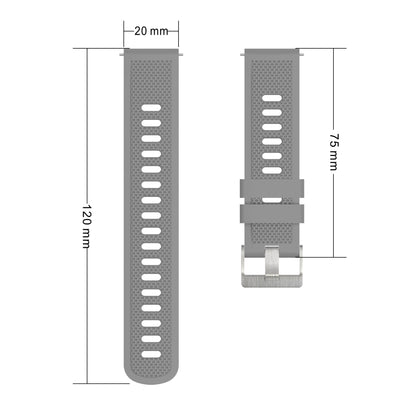Silicone Watch Band for Garmin Forerunner 645 / Samsung Galaxy Watch3 41mm , 20mm Textured Strap with Silver Buckle