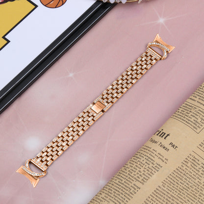 For Google Pixel Watch 2 / Pixel Watch Rhinestone Decor Metal Wristband Strap 5-Bead Stainless Steel Watch Band
