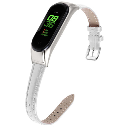 For Xiaomi Smart Band 8 Wrist Strap Crocodile Texture Top Layer Cowhide Leather Watch Band