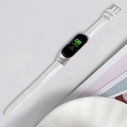 For Xiaomi Smart Band 8 Wrist Strap Crocodile Texture Top Layer Cowhide Leather Watch Band