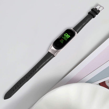 For Xiaomi Smart Band 8 Wrist Strap Crocodile Texture Top Layer Cowhide Leather Watch Band