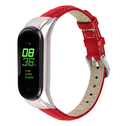 For Xiaomi Smart Band 8 Wrist Strap Crocodile Texture Top Layer Cowhide Leather Watch Band