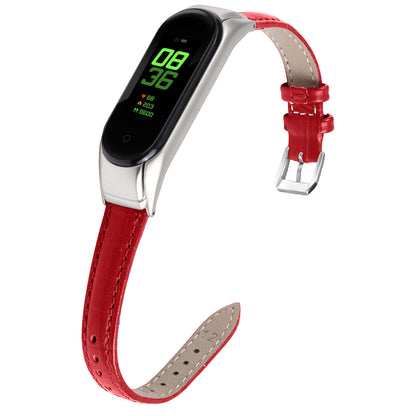For Xiaomi Smart Band 8 Wrist Strap Crocodile Texture Top Layer Cowhide Leather Watch Band