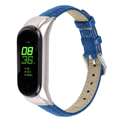 For Xiaomi Smart Band 8 Wrist Strap Crocodile Texture Top Layer Cowhide Leather Watch Band
