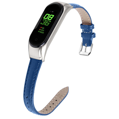 For Xiaomi Smart Band 8 Wrist Strap Crocodile Texture Top Layer Cowhide Leather Watch Band