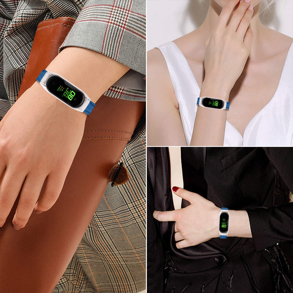For Xiaomi Smart Band 8 Wrist Strap Crocodile Texture Top Layer Cowhide Leather Watch Band