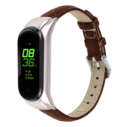 For Xiaomi Smart Band 8 Wrist Strap Crocodile Texture Top Layer Cowhide Leather Watch Band