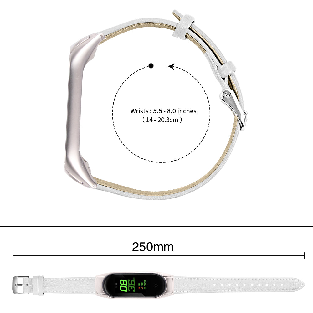 For Xiaomi Smart Band 8 Watch Bands Genuine Cowhide Leather Straps with Silver Watch Case