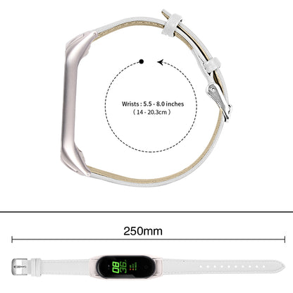 For Xiaomi Smart Band 8 Watch Bands Genuine Cowhide Leather Straps with Silver Watch Case