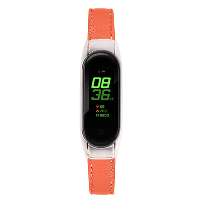 For Xiaomi Smart Band 8 Watch Bands Genuine Cowhide Leather Straps with Silver Watch Case
