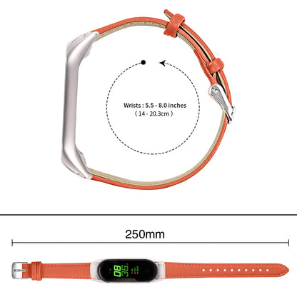 For Xiaomi Smart Band 8 Watch Bands Genuine Cowhide Leather Straps with Silver Watch Case