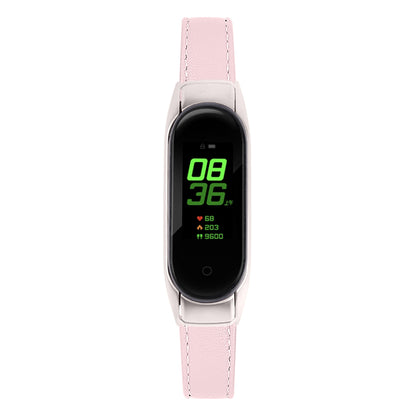 For Xiaomi Smart Band 8 Watch Bands Genuine Cowhide Leather Straps with Silver Watch Case