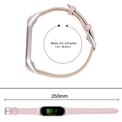 For Xiaomi Smart Band 8 Watch Bands Genuine Cowhide Leather Straps with Silver Watch Case