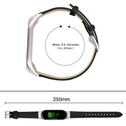 For Xiaomi Smart Band 8 Watch Bands Genuine Cowhide Leather Straps with Silver Watch Case