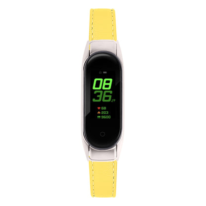 For Xiaomi Smart Band 8 Watch Bands Genuine Cowhide Leather Straps with Silver Watch Case