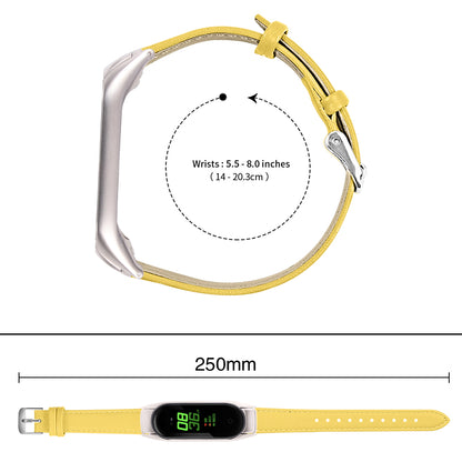 For Xiaomi Smart Band 8 Watch Bands Genuine Cowhide Leather Straps with Silver Watch Case