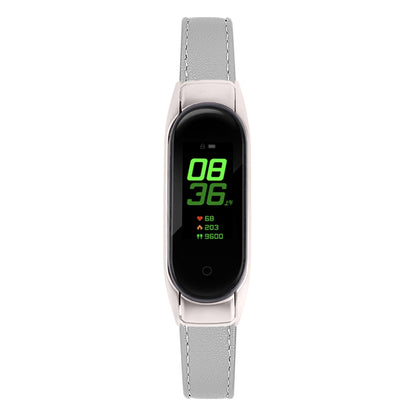 For Xiaomi Smart Band 8 Watch Bands Genuine Cowhide Leather Straps with Silver Watch Case