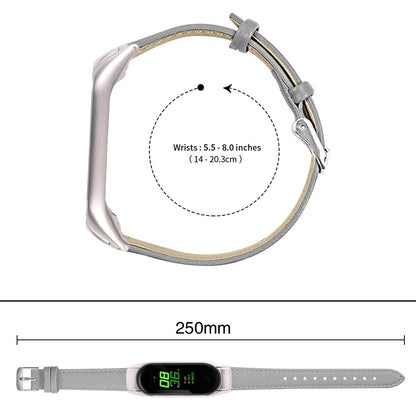 For Xiaomi Smart Band 8 Watch Bands Genuine Cowhide Leather Straps with Silver Watch Case