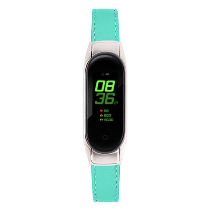 For Xiaomi Smart Band 8 Watch Bands Genuine Cowhide Leather Straps with Silver Watch Case