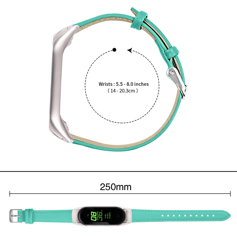 For Xiaomi Smart Band 8 Watch Bands Genuine Cowhide Leather Straps with Silver Watch Case