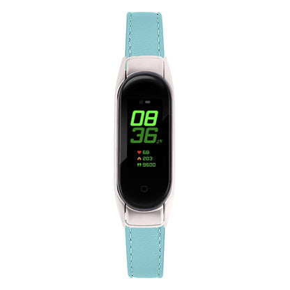 For Xiaomi Smart Band 8 Watch Bands Genuine Cowhide Leather Straps with Silver Watch Case