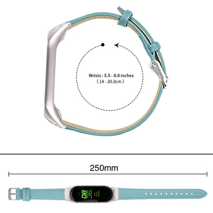 For Xiaomi Smart Band 8 Watch Bands Genuine Cowhide Leather Straps with Silver Watch Case