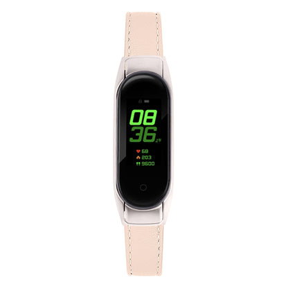 For Xiaomi Smart Band 8 Watch Bands Genuine Cowhide Leather Straps with Silver Watch Case
