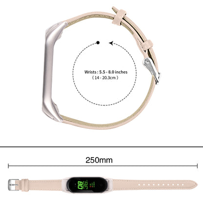 For Xiaomi Smart Band 8 Watch Bands Genuine Cowhide Leather Straps with Silver Watch Case
