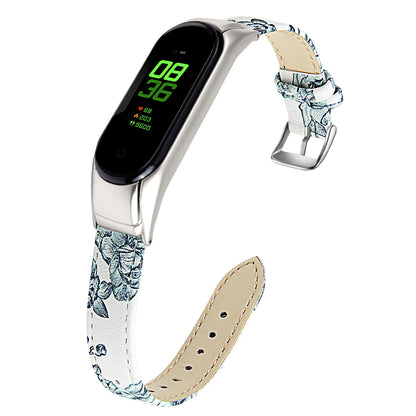 For Xiaomi Smart Band 8 Watch Bands Genuine Cowhide Leather Straps with Silver Watch Case