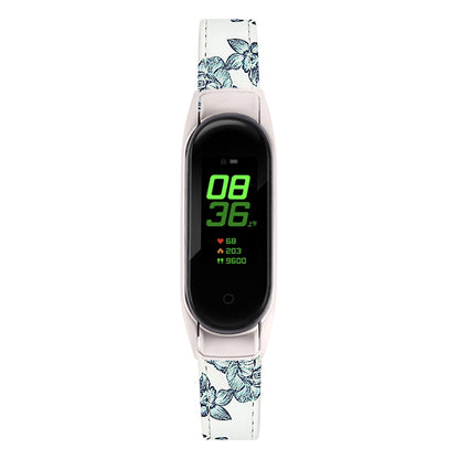 For Xiaomi Smart Band 8 Watch Bands Genuine Cowhide Leather Straps with Silver Watch Case