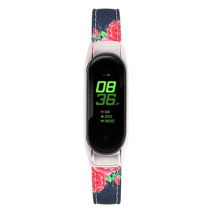 For Xiaomi Smart Band 8 Watch Bands Genuine Cowhide Leather Straps with Silver Watch Case