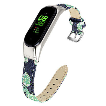 For Xiaomi Smart Band 8 Watch Bands Genuine Cowhide Leather Straps with Silver Watch Case