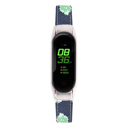For Xiaomi Smart Band 8 Watch Bands Genuine Cowhide Leather Straps with Silver Watch Case
