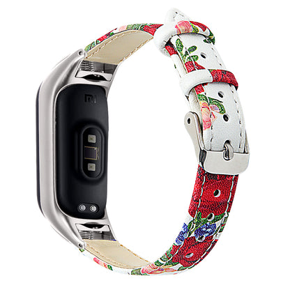For Xiaomi Smart Band 8 Watch Bands Genuine Cowhide Leather Straps with Silver Watch Case