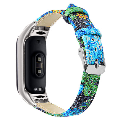 For Xiaomi Smart Band 8 Watch Bands Genuine Cowhide Leather Straps with Silver Watch Case