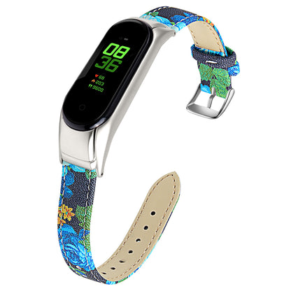 For Xiaomi Smart Band 8 Watch Bands Genuine Cowhide Leather Straps with Silver Watch Case