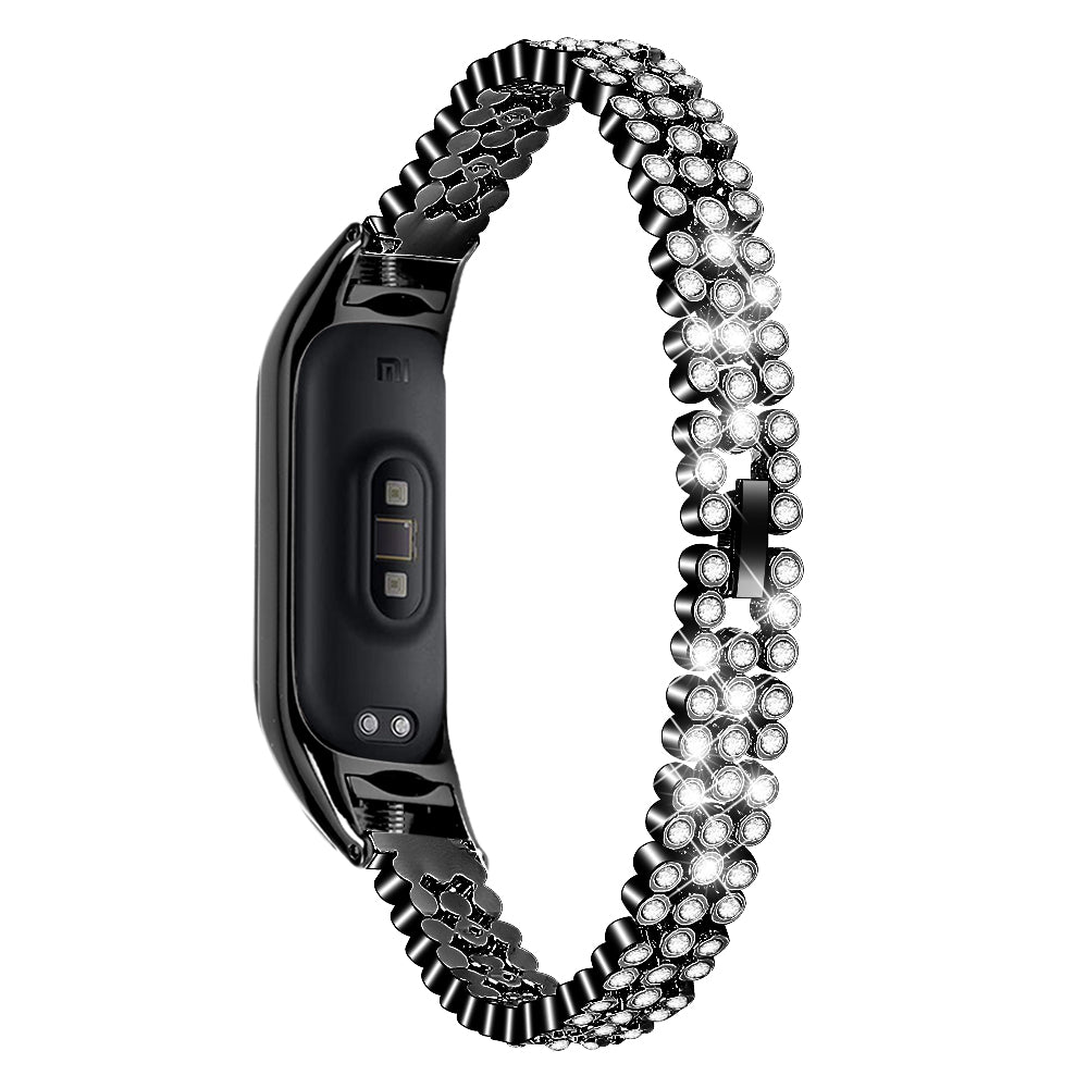 For Xiaomi Smart Band 8 Rhinestone Decor Stainless Steel  Strap Replacement Smartwatch Wrist Band
