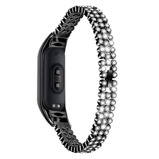 For Xiaomi Smart Band 8 Rhinestone Decor Stainless Steel  Strap Replacement Smartwatch Wrist Band
