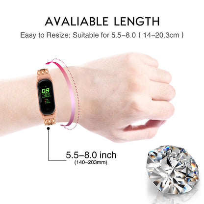 For Xiaomi Smart Band 8 Rhinestone Decor Stainless Steel  Strap Replacement Smartwatch Wrist Band