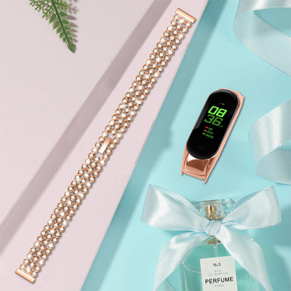 For Xiaomi Smart Band 8 Rhinestone Decor Stainless Steel  Strap Replacement Smartwatch Wrist Band