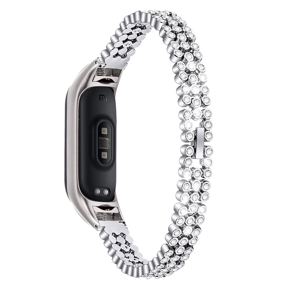 For Xiaomi Smart Band 8 Rhinestone Decor Stainless Steel  Strap Replacement Smartwatch Wrist Band