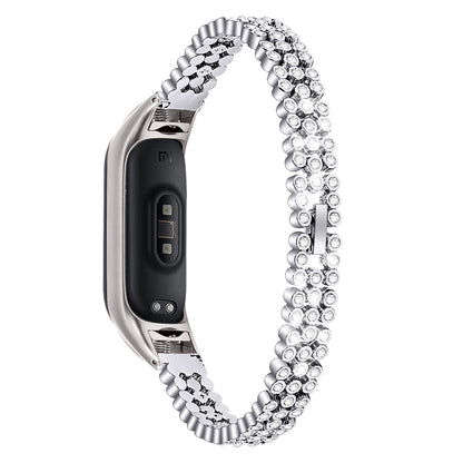 For Xiaomi Smart Band 8 Rhinestone Decor Stainless Steel  Strap Replacement Smartwatch Wrist Band